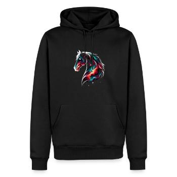 Cheval de l’espace Animal Cheval - Sweat à capuche Premium bio Homme - noir - Devant - Nico (187cm)