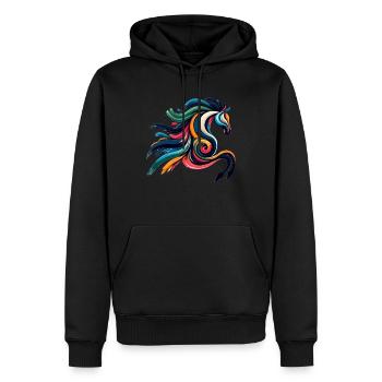 Cheval abstrait cheval - Sweat à capuche Premium bio Homme - noir - Devant - Nico (187cm)