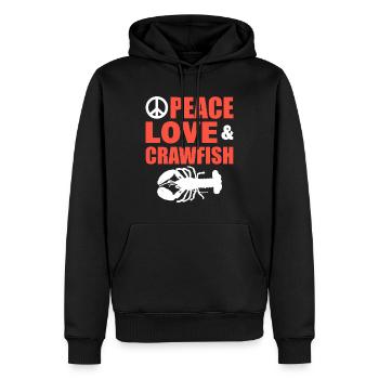 Peace Love & Crawfish Mähdrescher - Männer Premium Bio Hoodie - Schwarz - Vorne - Nico (187cm)
