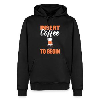 Insert Coffee To Begin Kaffeesüchtiger - Männer Premium Bio Hoodie - Schwarz - Vorne - Nico (187cm)