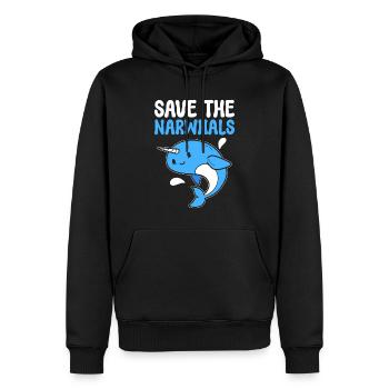 Save The Narwhals Meeresbiologe - Männer Premium Bio Hoodie - Schwarz - Vorne - Nico (187cm)