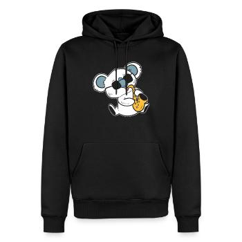 Koala spielt Saxophon Bandmitglied - Männer Premium Bio Hoodie - Schwarz - Vorne - Nico (187cm)