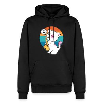 Katze spielt Saxophon Saxophonist - Männer Premium Bio Hoodie - Schwarz - Vorne - Nico (187cm)