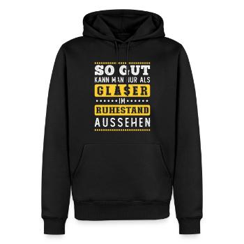 Rente Rentner Ruhestand Geschenk Glaser Spruch - Männer Premium Bio Hoodie - Schwarz - Vorne - Nico (187cm)