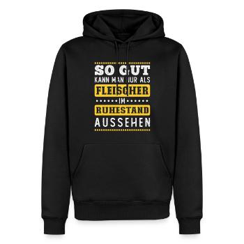 Rente Rentner Ruhestand Geschenk Fleischer Spruch - Männer Premium Bio Hoodie - Schwarz - Vorne - Nico (187cm)