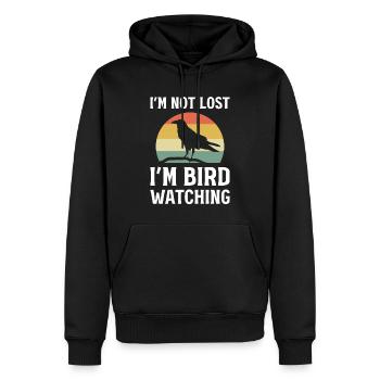 I'm Not Lost I'm Bird Watching Vogelbeobachter - Männer Premium Bio Hoodie - Schwarz - Vorne - Nico (187cm)