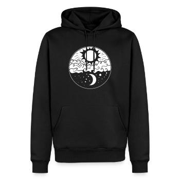 Nacht- und Tag-Mandala-Mond Astrologe - Männer Premium Bio Hoodie - Schwarz - Vorne - Nico (187cm)