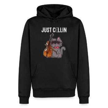 Katze spielt Cello Professioneller Cellist - Männer Premium Bio Hoodie - Schwarz - Vorne - Nico (187cm)