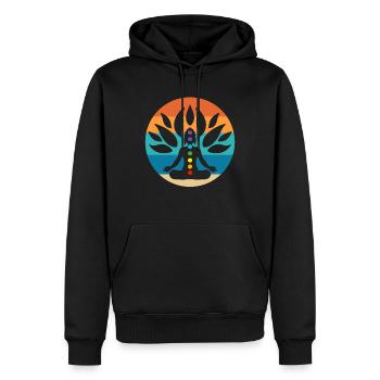 Buddha-Baum Zen-Praktizierender - Männer Premium Bio Hoodie - Schwarz - Vorne - Nico (187cm)