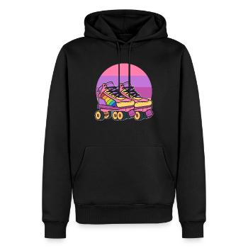 Retro-Rollschuhe Rollerblader - Männer Premium Bio Hoodie - Schwarz - Vorne - Nico (187cm)