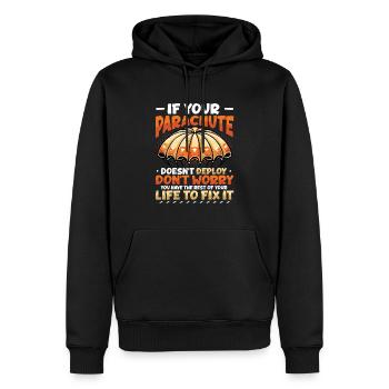 Lustiges Fallschirmspringer - Männer Premium Bio Hoodie - Schwarz - Vorne - Nico (187cm)