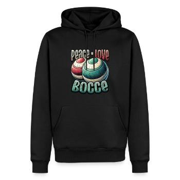 Peace Love Boccia - Éventails de Boccia Style Vintage - Sweat à capuche Premium bio Homme - noir - Devant - Nico (187cm)