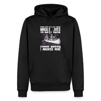 Canoë Homme Femme Amour - Sweat à capuche Premium bio Homme - noir - Devant - Nico (187cm)