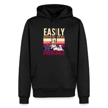 Race de chien Bouledogue français dicton - Sweat à capuche Premium bio Homme - noir - Devant - Nico (187cm)