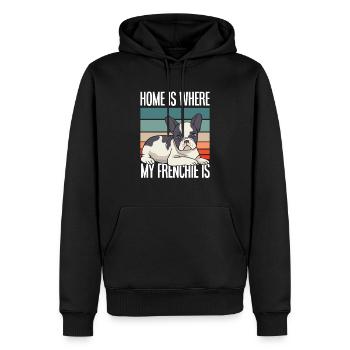 Maison Bouledogue Français Rétro - Sweat à capuche Premium bio Homme - noir - Devant - Nico (187cm)