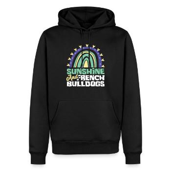 Boho arc-en-ciel soleil bouledogue français - Sweat à capuche Premium bio Homme - noir - Devant - Nico (187cm)