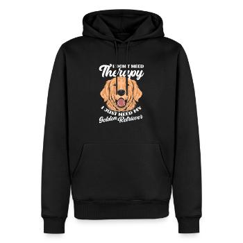 Golden Retriever Therapie Spruch - Männer Premium Bio Hoodie - Schwarz - Vorne - Nico (187cm)