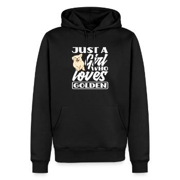 Mädchen Frau Golden Retriever - Männer Premium Bio Hoodie - Schwarz - Vorne - Nico (187cm)