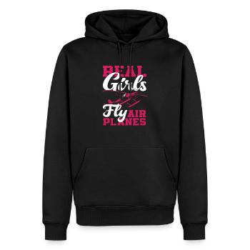 Pilot Mädchen Fliegen Flugzeuge - Männer Premium Bio Hoodie - Schwarz - Vorne - Nico (187cm)