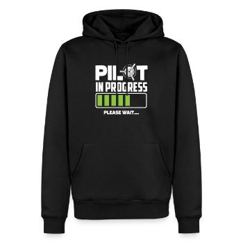 Pilot in Training Bitte Warten - Männer Premium Bio Hoodie - Schwarz - Vorne - Nico (187cm)