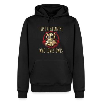 Juste un sataniste qui aime les hiboux Heavy Metal Fun - Sweat à capuche Premium bio Homme - noir - Devant - Nico (187cm)