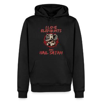J’aime les éléphants et je salue Satan Heavy Metal - Sweat à capuche Premium bio Homme - noir - Devant - Nico (187cm)