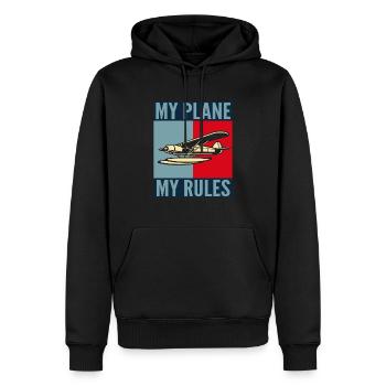 Pilot Mein Flugzeug Meine Regeln - Männer Premium Bio Hoodie - Schwarz - Vorne - Nico (187cm)