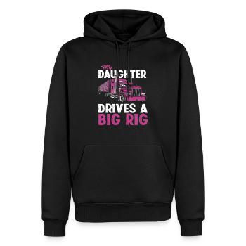 Chauffeur de camion fille père - Sweat à capuche Premium bio Homme - noir - Devant - Nico (187cm)