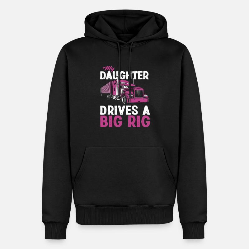 Chauffeur de camion fille père - Sweat à capuche Premium bio Homme - noir