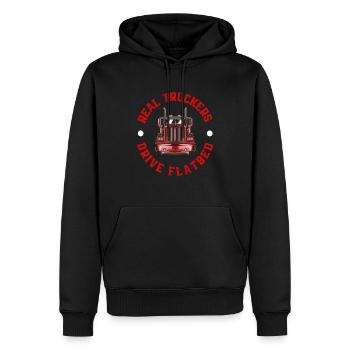 Chauffeur de camion disant idée cadeau - Sweat à capuche Premium bio Homme - noir - Devant - Nico (187cm)