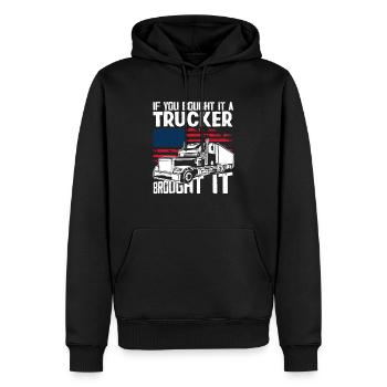 Camionneur - Sweat à capuche Premium bio Homme - noir - Devant - Nico (187cm)