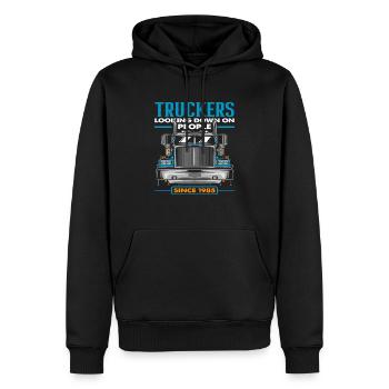 Camionneur - Sweat à capuche Premium bio Homme - noir - Devant - Nico (187cm)
