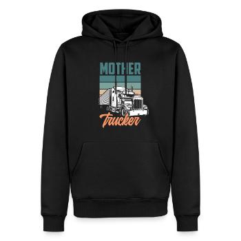 Rétro chauffeur de camion jeu de mots cadeau - Sweat à capuche Premium bio Homme - noir - Devant - Nico (187cm)