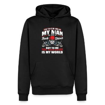 Chauffeur de camion Mari Femme Amour - Sweat à capuche Premium bio Homme - noir - Devant - Nico (187cm)