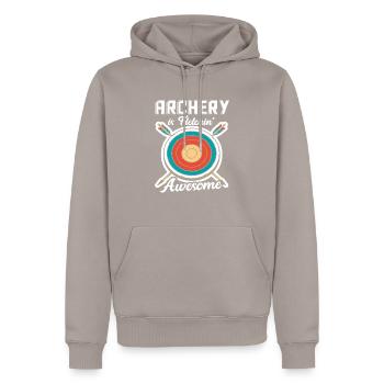 Tir à l’arc Tir à l’arc Sports de loisir - Sweat à capuche Premium bio Homme - taupe - Devant - Nico (187cm)