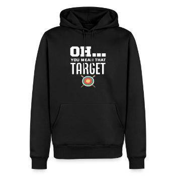Archer Tir à l’arc Jeu de mots - Sweat à capuche Premium bio Homme - noir - Devant - Nico (187cm)