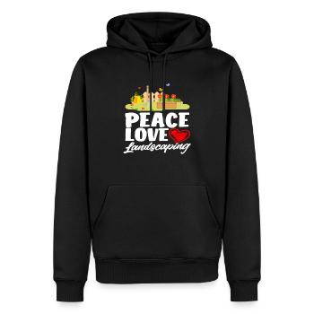 Landschaftsgärtner Friede Liebe - Männer Premium Bio Hoodie - Schwarz - Vorne - Nico (187cm)