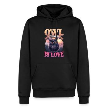 Le hibou dont vous avez besoin est l’eule d’amour - Sweat à capuche Premium bio Homme - noir - Devant - Nico (187cm)