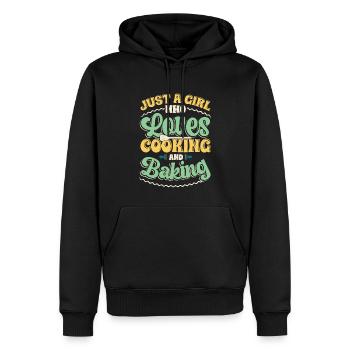 Une fille qui aime cuisiner et faire de la pâtisserie - Sweat à capuche Premium bio Homme - noir - Devant - Nico (187cm)