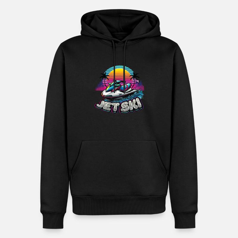 Jet Ski Aventure Été Rétro - Sweat à capuche Premium bio Homme - noir