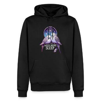 Need more sleep, funnier - Men’s Premium Organic Hoodie - black - Front - Nico (187cm)