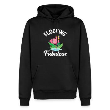 Flamingo Fabuleux - Sweat à capuche Premium bio Homme - noir - Devant - Nico (187cm)