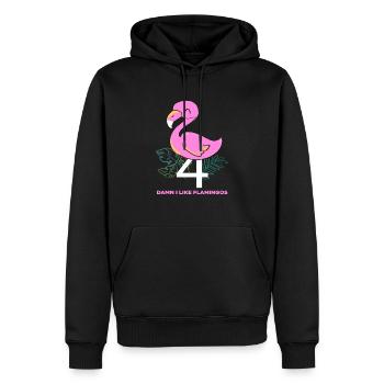 Flamant rose, animal préféré - Sweat à capuche Premium bio Homme - noir - Devant - Nico (187cm)