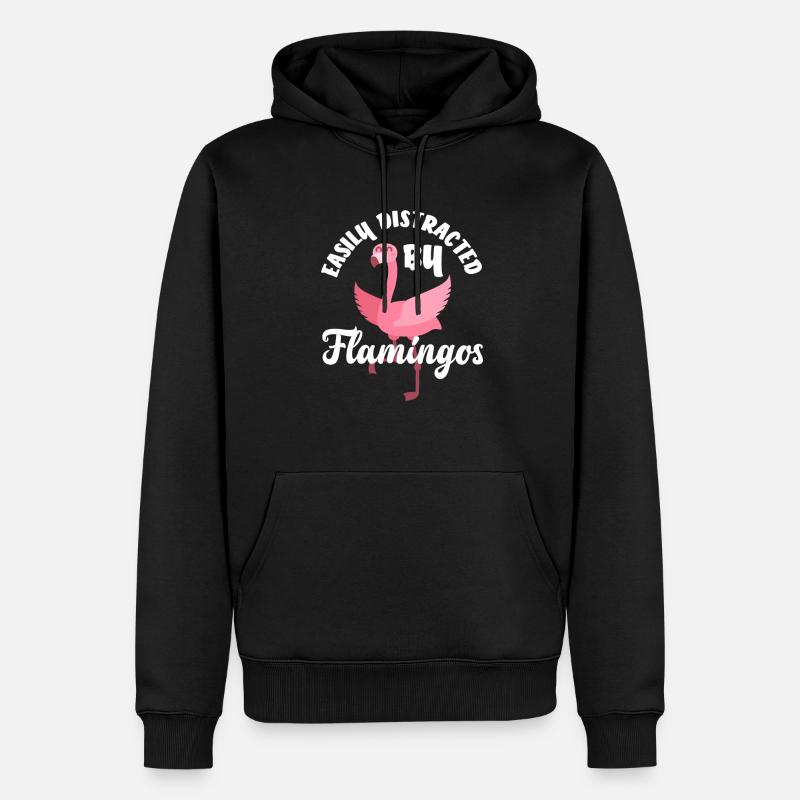 Flamant rose distrait - Sweat à capuche Premium bio Homme - noir