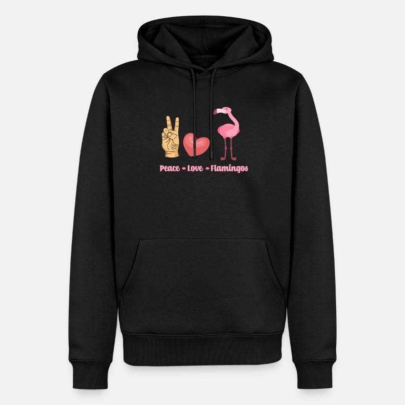 Flamingo Friede Liebe - Männer Premium Bio Hoodie - Schwarz