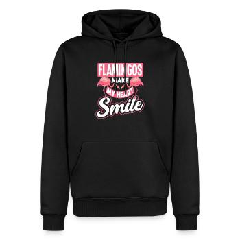 Flamingo Lachen Herz Spruch Geschenk - Männer Premium Bio Hoodie - Schwarz - Vorne - Nico (187cm)