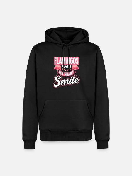 Flamingo Laughter Heart Saying Gift - Men’s Premium Organic Hoodie - black