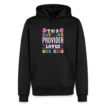 This day caregiver loves your children - Men’s Premium Organic Hoodie - black - Front - Nico (187cm)