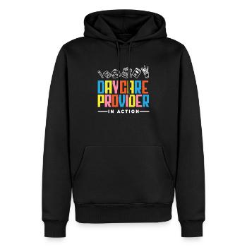 Day care providers in action - Men’s Premium Organic Hoodie - black - Front - Nico (187cm)