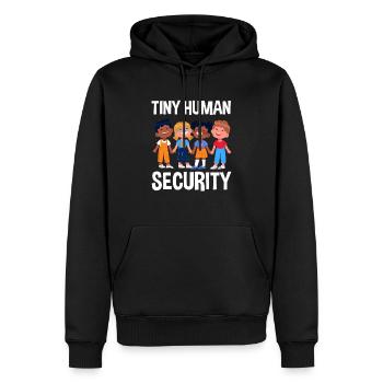 Little people safety daycare center - Men’s Premium Organic Hoodie - black - Front - Nico (187cm)
